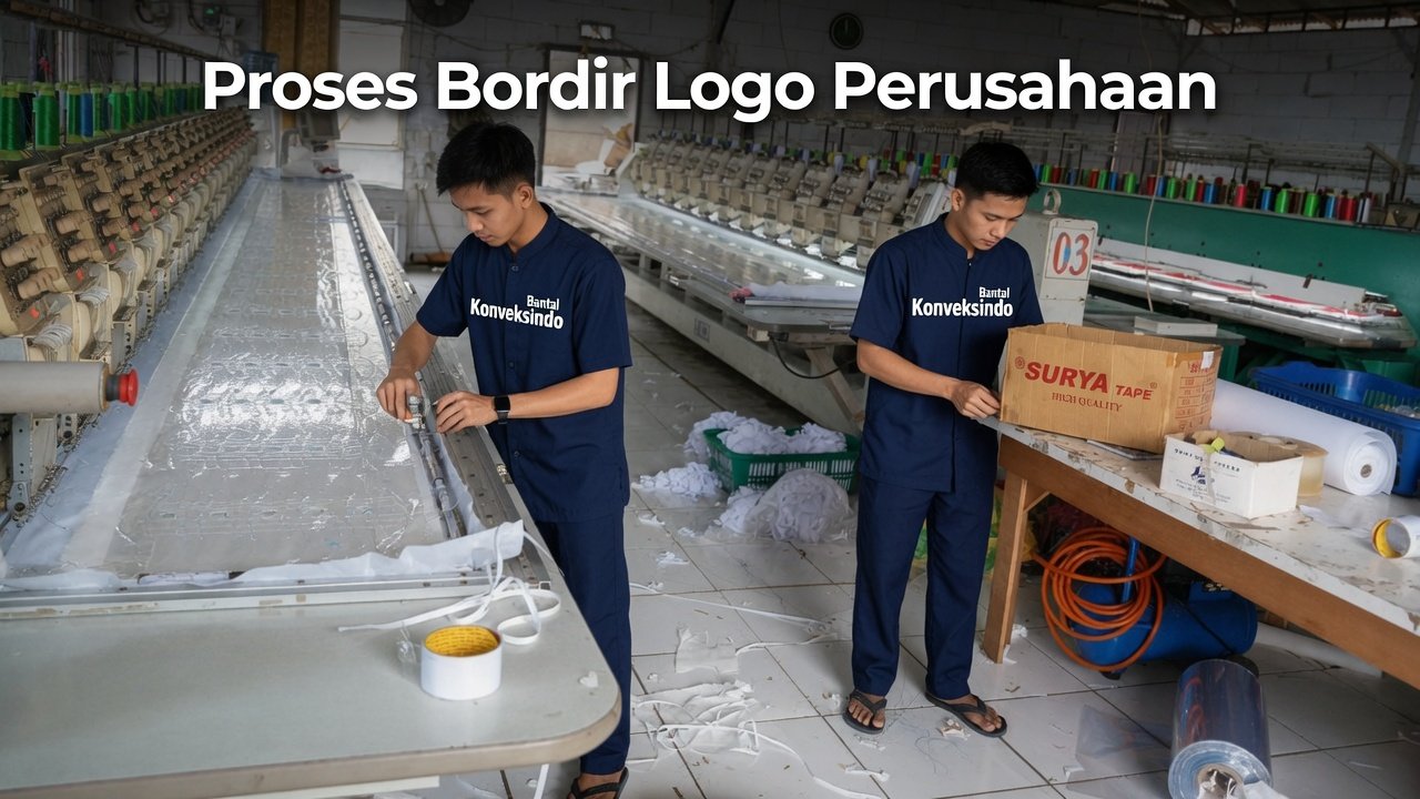 Proses Bordir Logo Perusahaan