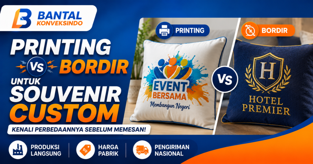 Perbedaan Printing dan Bordir untuk Souvenir Custom