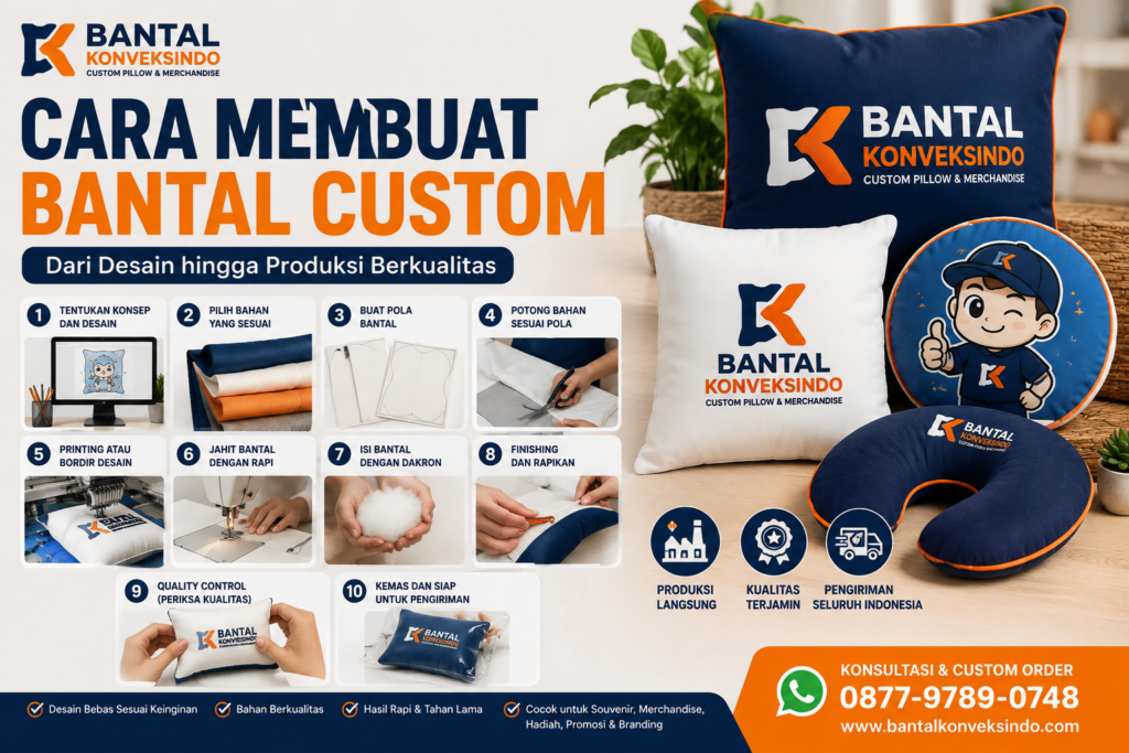 Cara membuat bantal custom dari desain hingga produksi